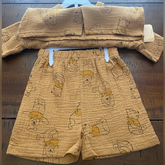 •NWT•Disney Winnie the Pooh Toddler 2-Piece Textured Cotton Gauze Outfit Set - Picture 3 of 6